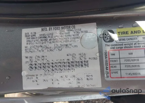 2008 Ford Fusion Se из США, поврежденный, VIN 3FAHP07ZX8R192211